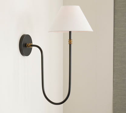 Calin Vintage Inspired Metal Wall Light with Soft Linen Shade - Elegant Accent Lighting for Any Space