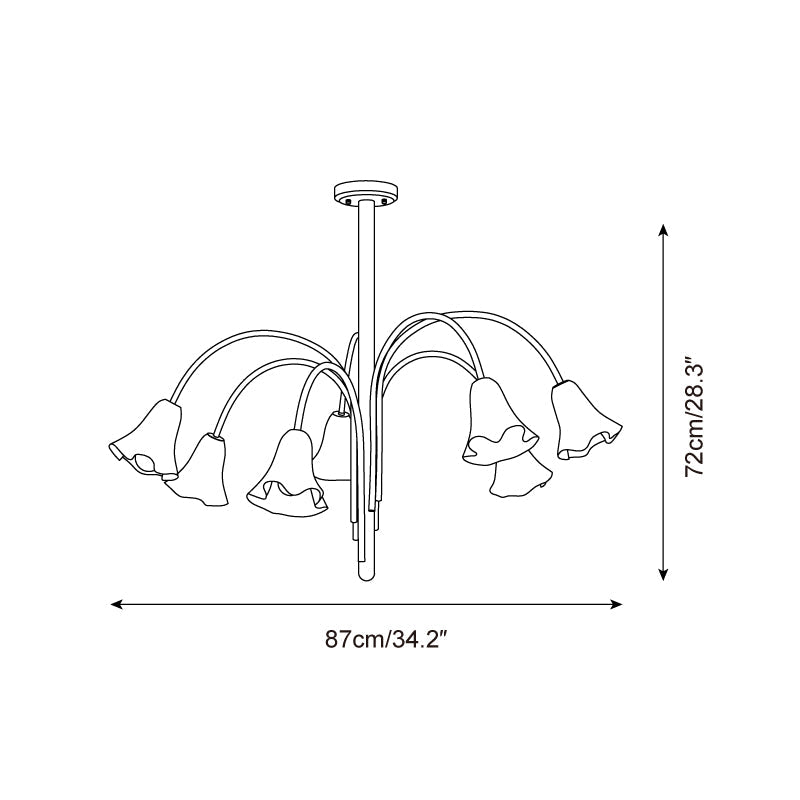 Bellina Sculptural Glass Lily Chandelier – Modern Romantic Pendant Light for High Ceilings