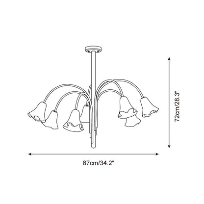 Bellina Sculptural Glass Lily Chandelier – Modern Romantic Pendant Light for High Ceilings