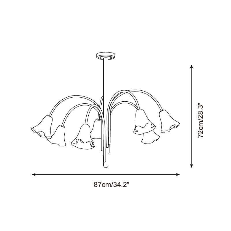Bellina Modern Romantic Chandelier - Botanical Lily Design with Glass Flowers