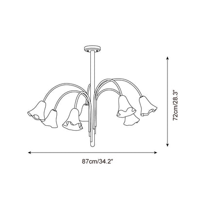 Bellina Modern Romantic Chandelier - Botanical Lily Design with Glass Flowers