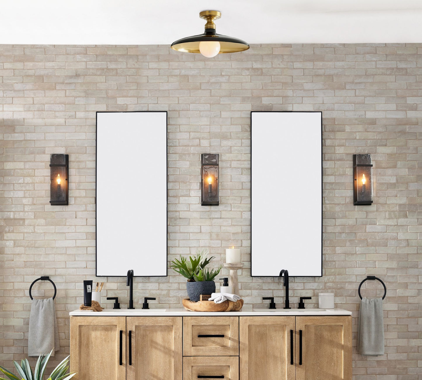 Forvara Farmhouse Metal Flush Mount Light - Black or White Ceiling Lamp