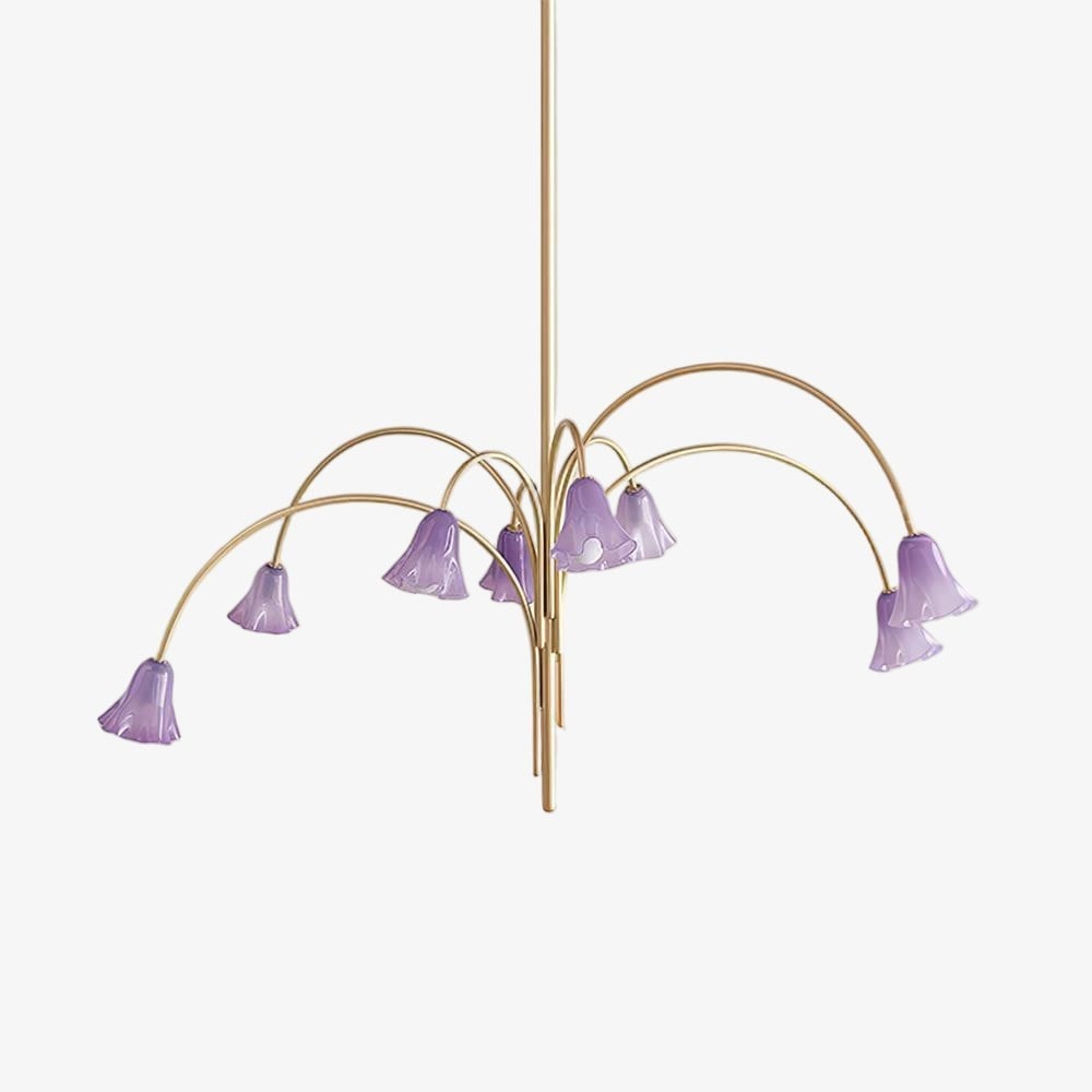Bellina Sculptural Glass Lily Chandelier – Modern Romantic Pendant Light for High Ceilings