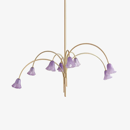 Bellina Sculptural Glass Lily Chandelier – Modern Romantic Pendant Light for High Ceilings