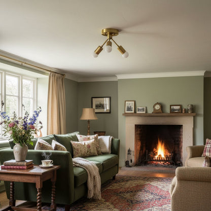 Mobilux Line Modern Brass Flush Mount - Minimalist Gold Ceiling Light for Bedroom