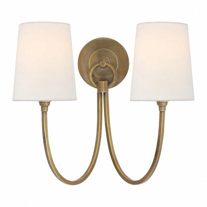 Roven Modern Double Wall Sconce with Curved Arms and Fabric Shades – Classic Accent Lighting for Bedroom