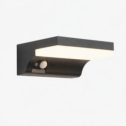 Style A black aluminum glass outdoor wall lamp on white background
