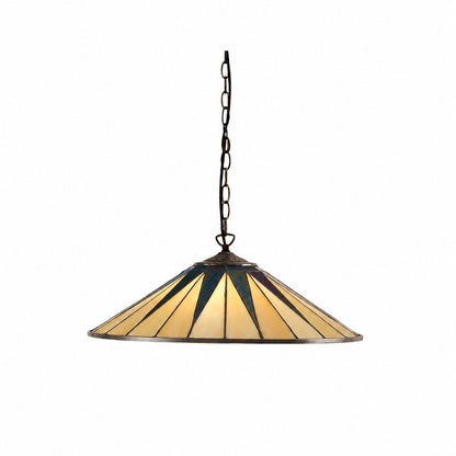 TF Dark Star Tiffany Pendant – Stained Glass Geometric Design Ceiling Light for Living Rooms
