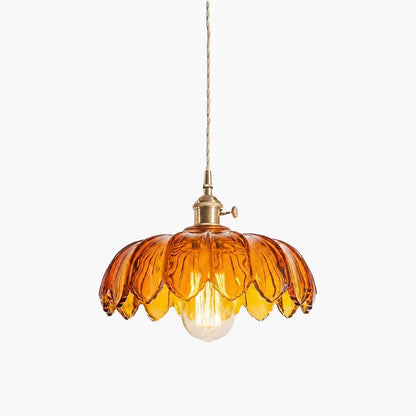 Petalbloom Rustic Tulip Glass Pendant Light – Floral Bud Design Hanging Lamp for Dining Area N58