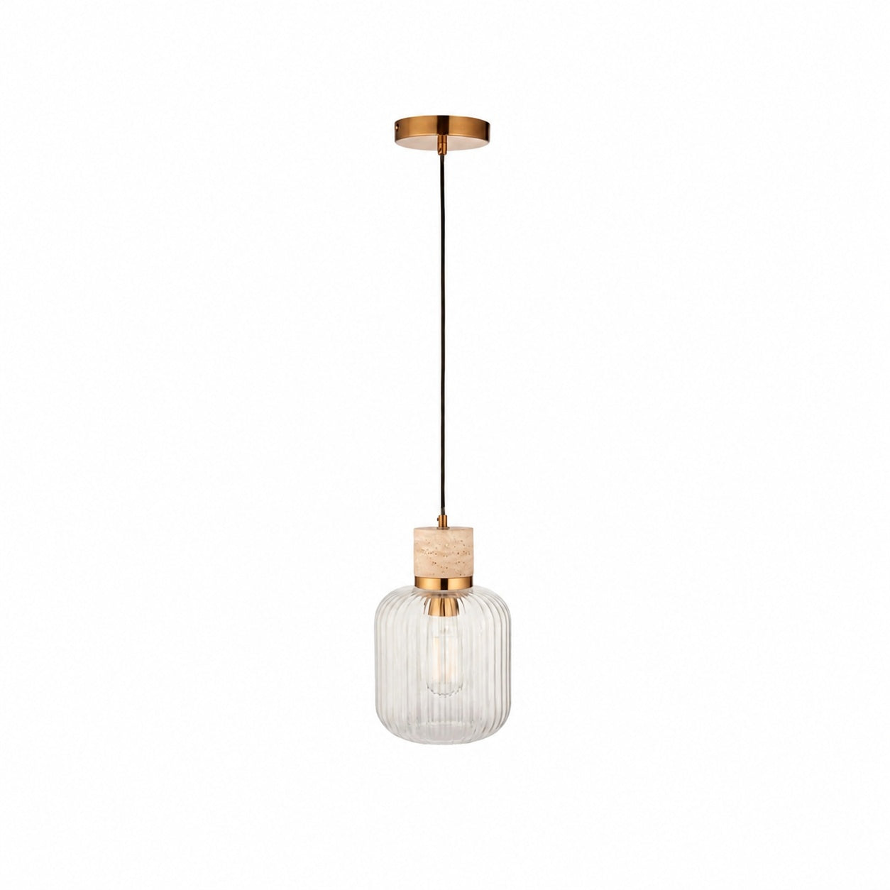 Korlisse Pendelleuchte aus Naturstein und Glas – Stilvolle Lampe für Wohnzimmer oder Lounge