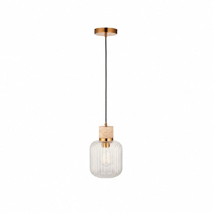 Korlisse Pendelleuchte aus Naturstein und Glas – Stilvolle Lampe für Wohnzimmer oder Lounge