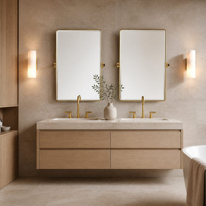 Wolvina Natural Marble Tube Sconce with Sleek Metal Details