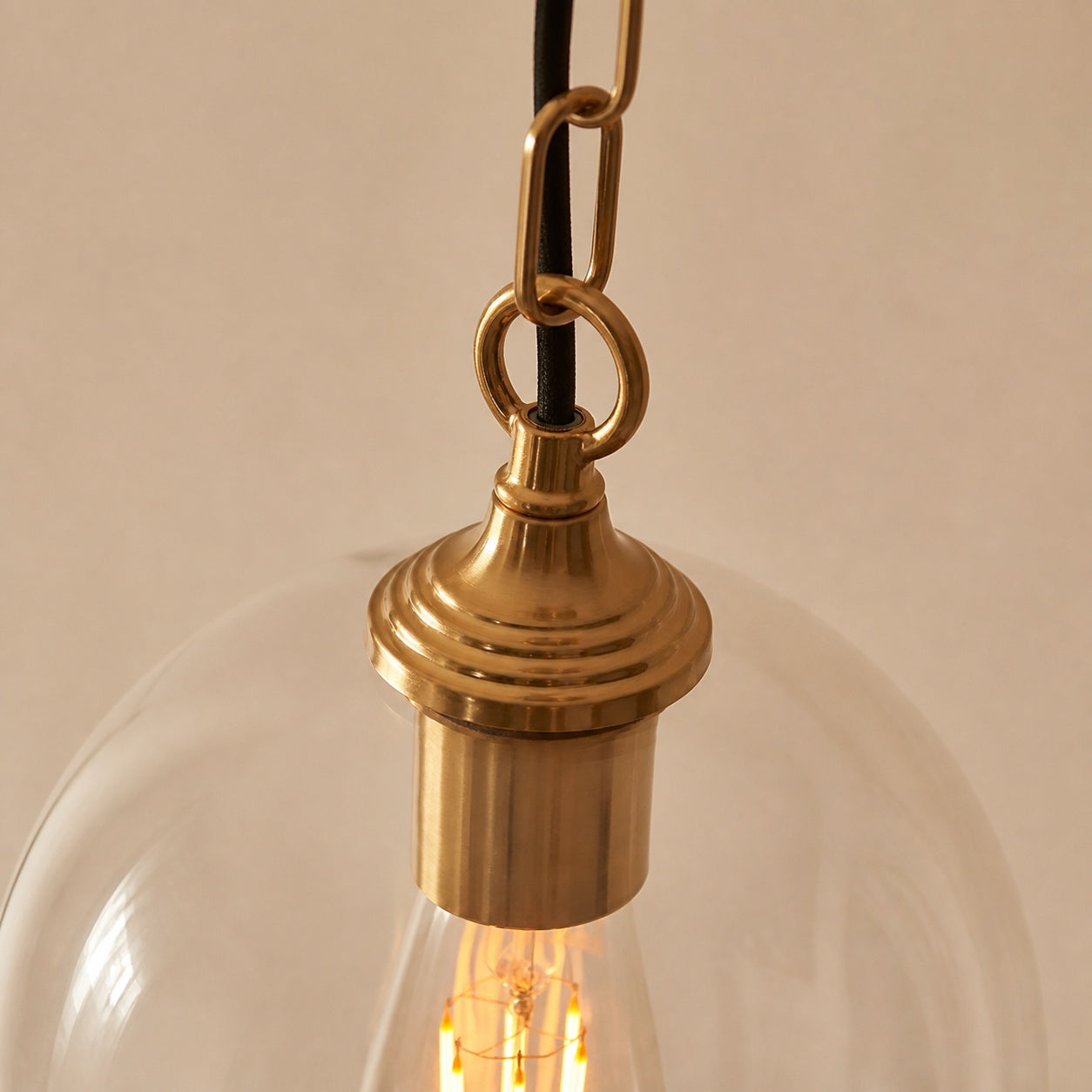 Brazara Glass Dome Pendant Light – Classic Metal Trim Design for Kitchen and Dining