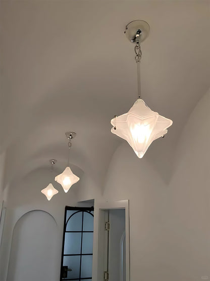 Art Deco Astris Elara Star Pendant Light – Frosted Glass Pendant with Geometric Style