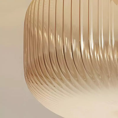 Amberflow Retro Amber Fluted Glass Ceiling Light – Round Flush Mount for Hallways and Entryways