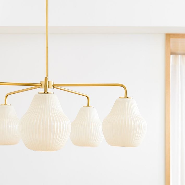 Rivrona 5-Light Chandelier for Entryway - Ribbed Glass Modern Lighting