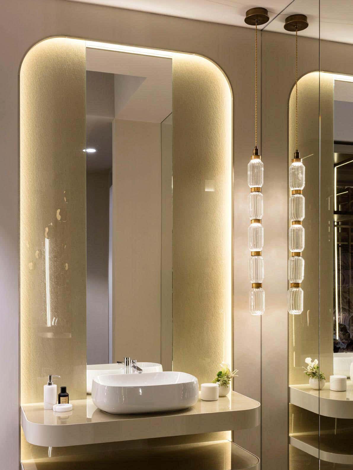 Minimalistische Ballett-Pendelleuchte - Eisen-Metall-Glas-Gold-Bernstein-Innenbeleuchtung