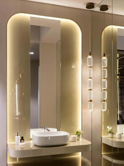 Minimalistische Ballett-Pendelleuchte - Eisen-Metall-Glas-Gold-Bernstein-Innenbeleuchtung