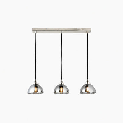 Shimmera 3-Light Linear Pendant – Mirror Glass Shades with Modern Nickel Finish for Dining Rooms