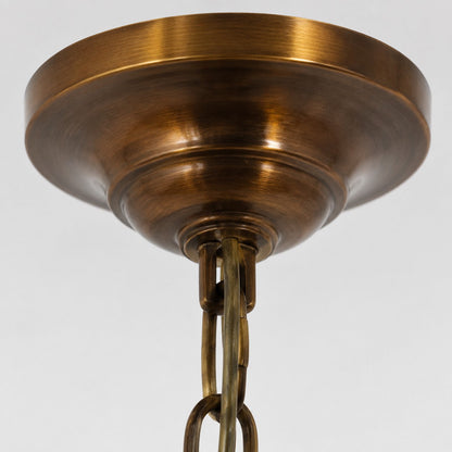 Vintage Solid Brass Pendant Light with White Fabric Shade