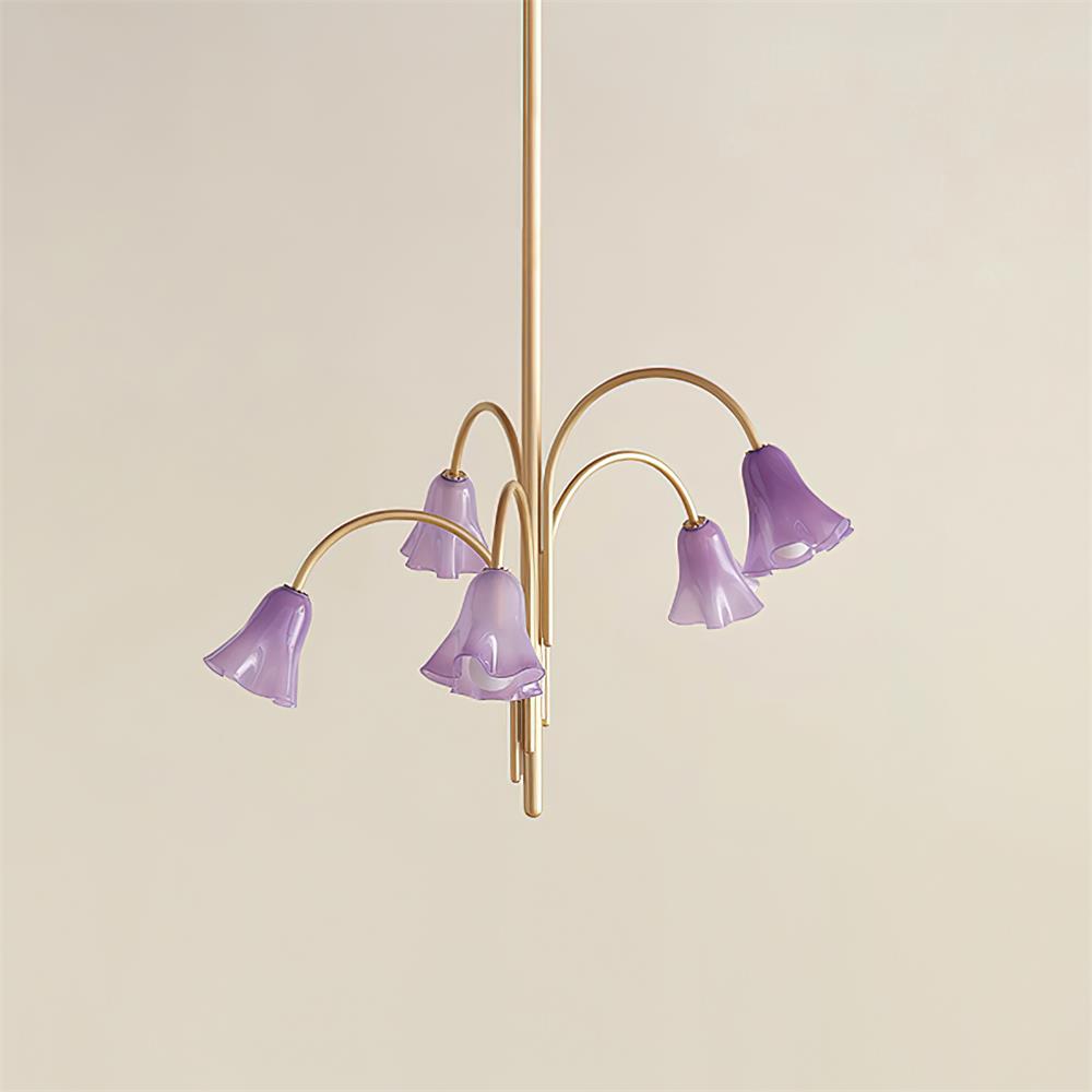 Bellina Sculptural Glass Lily Chandelier – Modern Romantic Pendant Light for High Ceilings