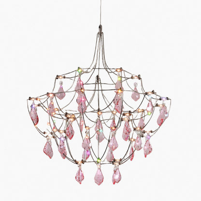 Crynora French Crystal Chandelier - Romantic Firefly Design in Luxe Style for Dining Room or Bedroom