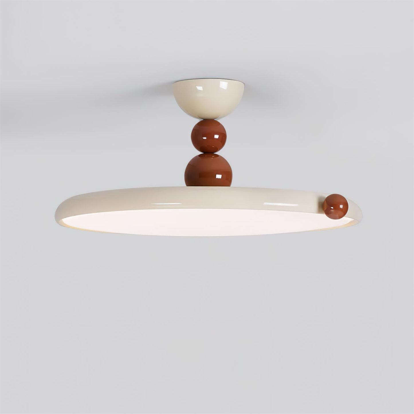 Beige Round Retro Flush Mount Ceiling Light