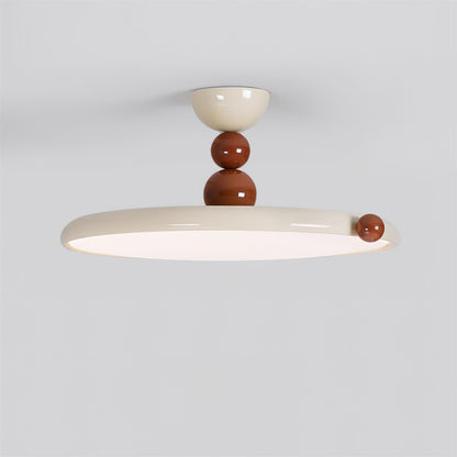 Beige Round Retro Flush Mount Ceiling Light