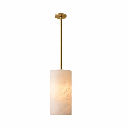 Hand Carved Alabaster Cylinder Pendant Light
