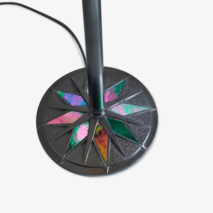 TF Dark Star Tiffany Art Glass Floor Lamp – Vintage-Inspired Metal Base Accent Lighting