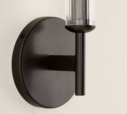 Bravira Ribbed Glass Wall Lamp - Tube Metal Light in Classic Finishes