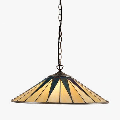 TF Dark Star Tiffany Pendant – Stained Glass Geometric Design Ceiling Light for Living Rooms