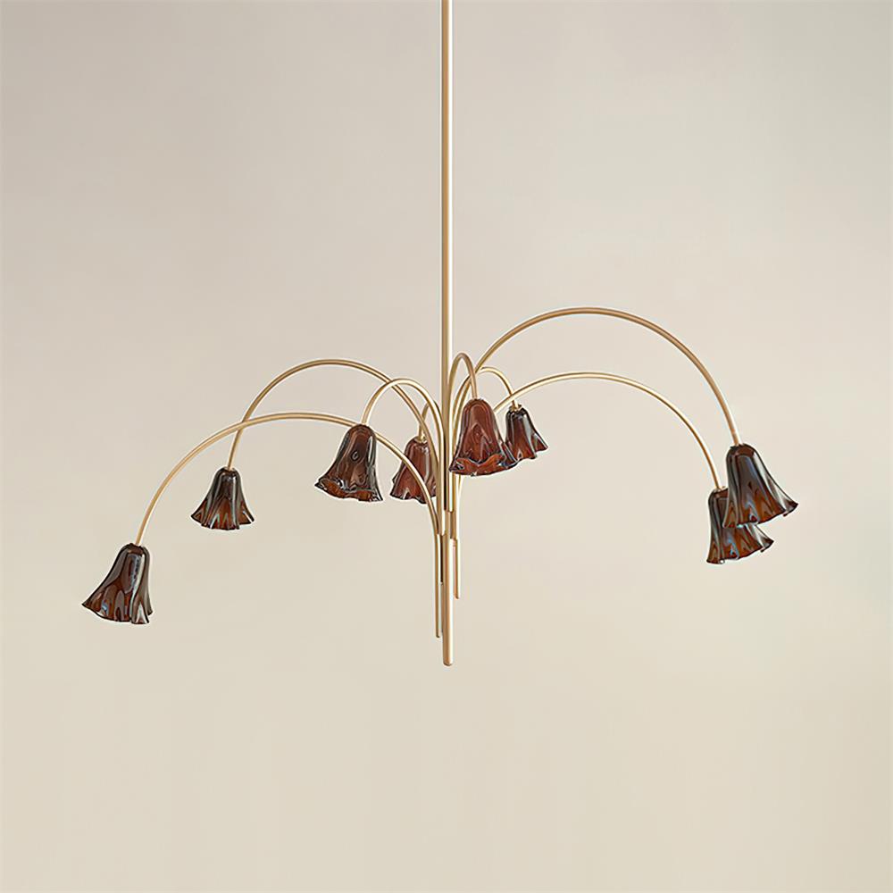 Bellina Sculptural Glass Lily Chandelier – Modern Romantic Pendant Light for High Ceilings