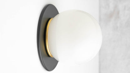 Glorica Glass Solid Brass Vanity Sconce - Compact Flush Mount Globe Light