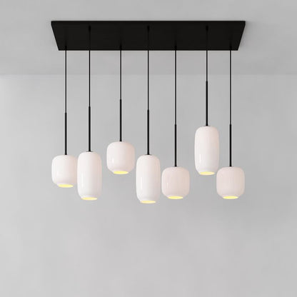 Lumivelle Sculptural 7-Light Chandelier – Adjustable Height Modern Glass Pendant