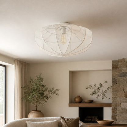 Lumifil Deckenleuchte mit drapiertem Netzgewebe – Boho-Stil-Lampe mit rustikalem, strukturiertem Schirm für Wohnzimmer oder Schlafzimmer