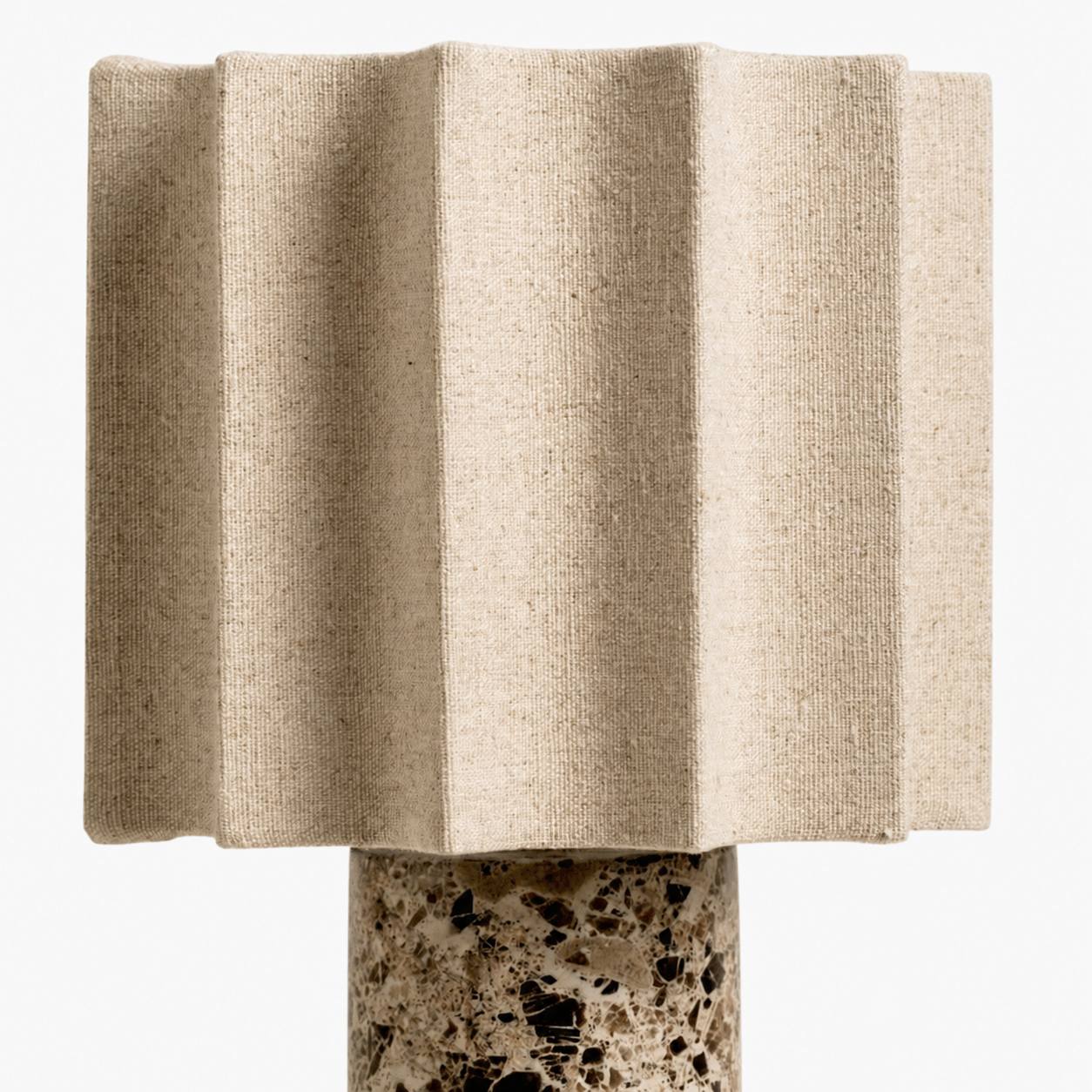 Cavilon Table Lamp with Fan-Shaped Linen Shade - Stone Finishes Suitable for Living Rooms