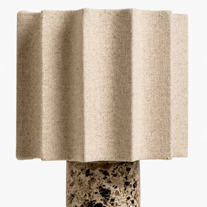 Cavilon Table Lamp with Fan-Shaped Linen Shade - Stone Finishes Suitable for Living Rooms