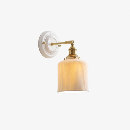 Japanische Vintage Wandlampe aus Keramik und Messing mit 1 Leuchte