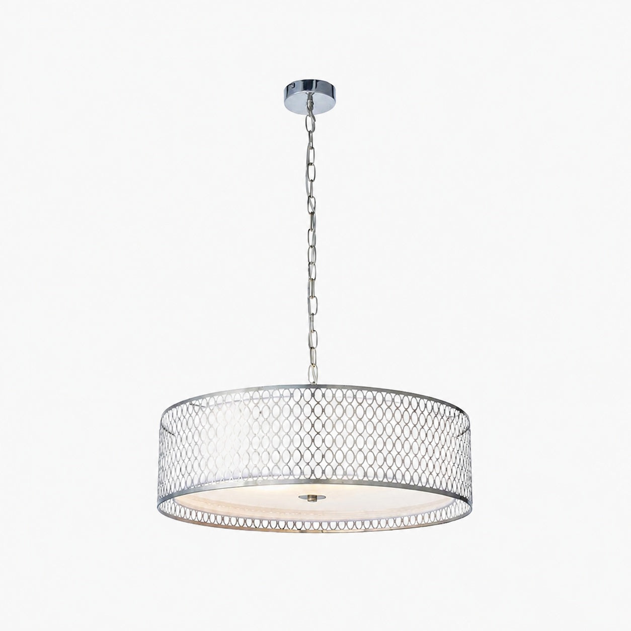 Liorin Geometrische Pendelleuchte – Moderne Pendelleuchte mit filigranem Metall- und Stoffschirm für den Innenbereich