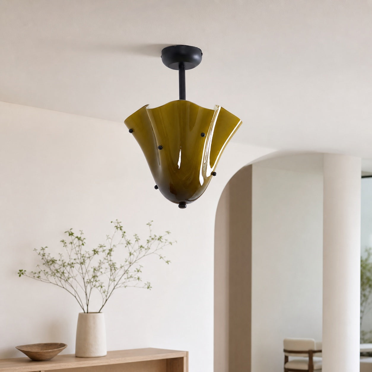 Bellina Decorative Glass Ceiling Light - Modern Sculptural Flush Mount