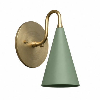 Curva Metal Cone Shade Sconce – Vintage Brass Wall Light for Entryway or Stairwell