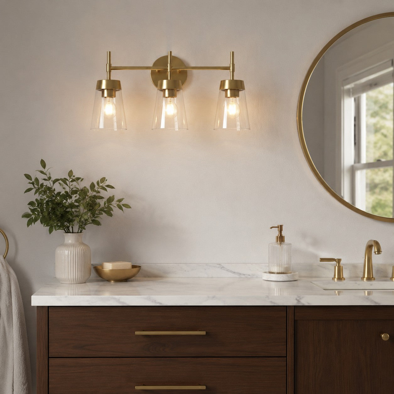 Brushed Brass 3-Light Bathroom Vanity Wall Light