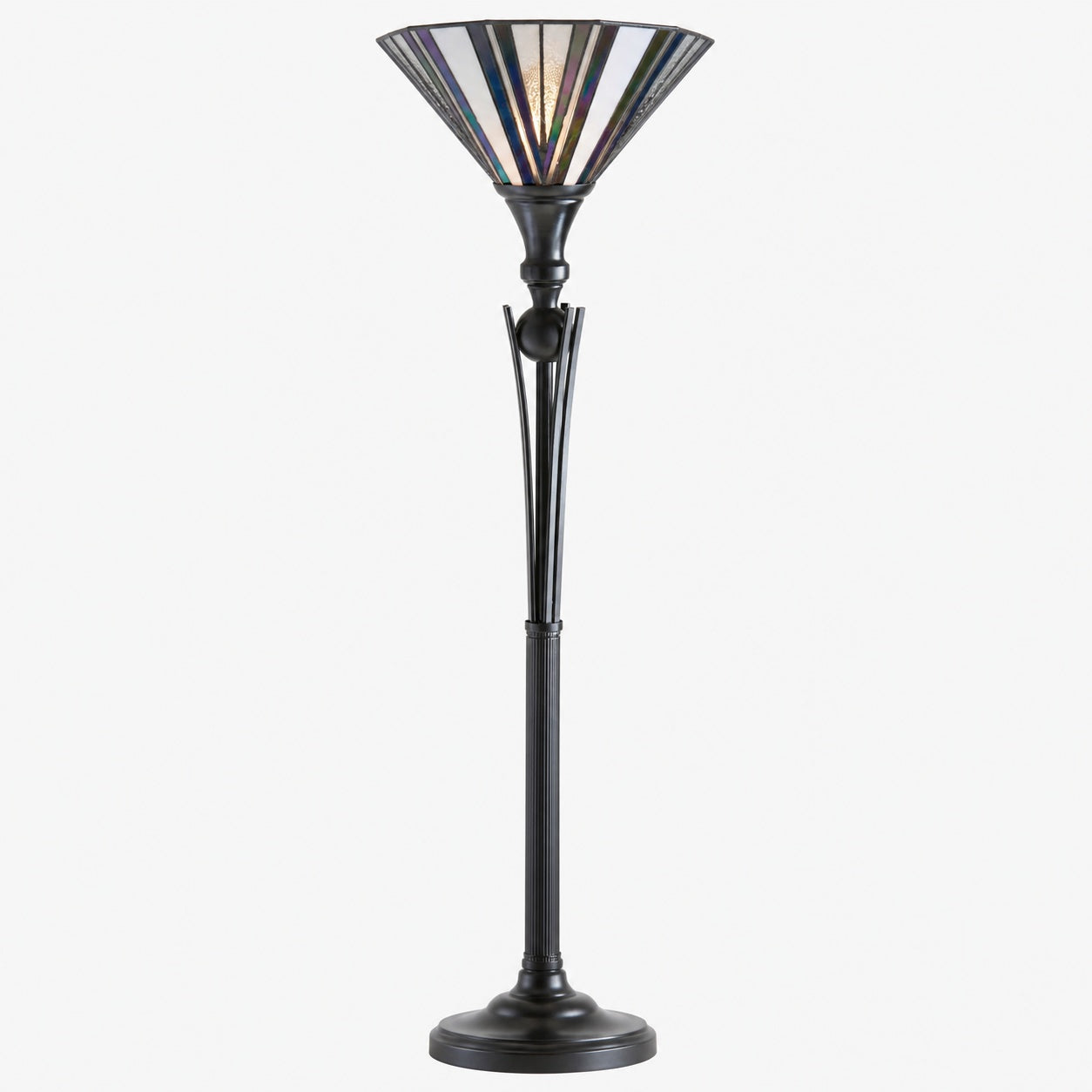 TF Astoria Stehlampe im Tiffany-Stil – Lampenschirm aus strukturiertem Glas für stimmungsvolles Wohn- und Büroambiente