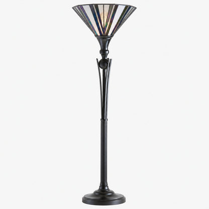 TF Astoria Stehlampe im Tiffany-Stil – Lampenschirm aus strukturiertem Glas für stimmungsvolles Wohn- und Büroambiente