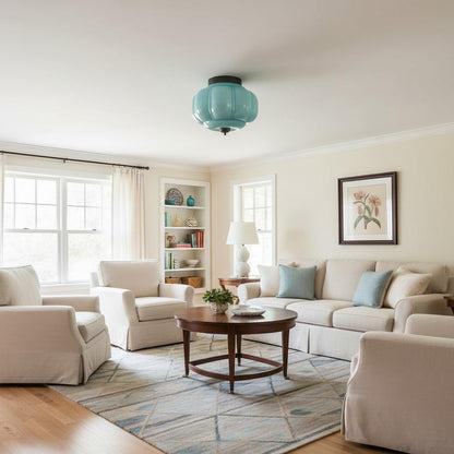 Eloise Milk Glass Ceiling Light - Vintage Flush Mount Ceiling Light