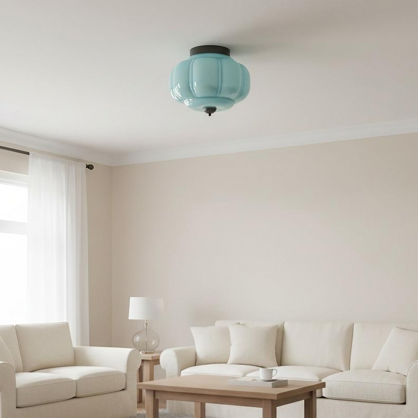 Eloise Milk Glass Ceiling Light - Vintage Flush Mount Ceiling Light