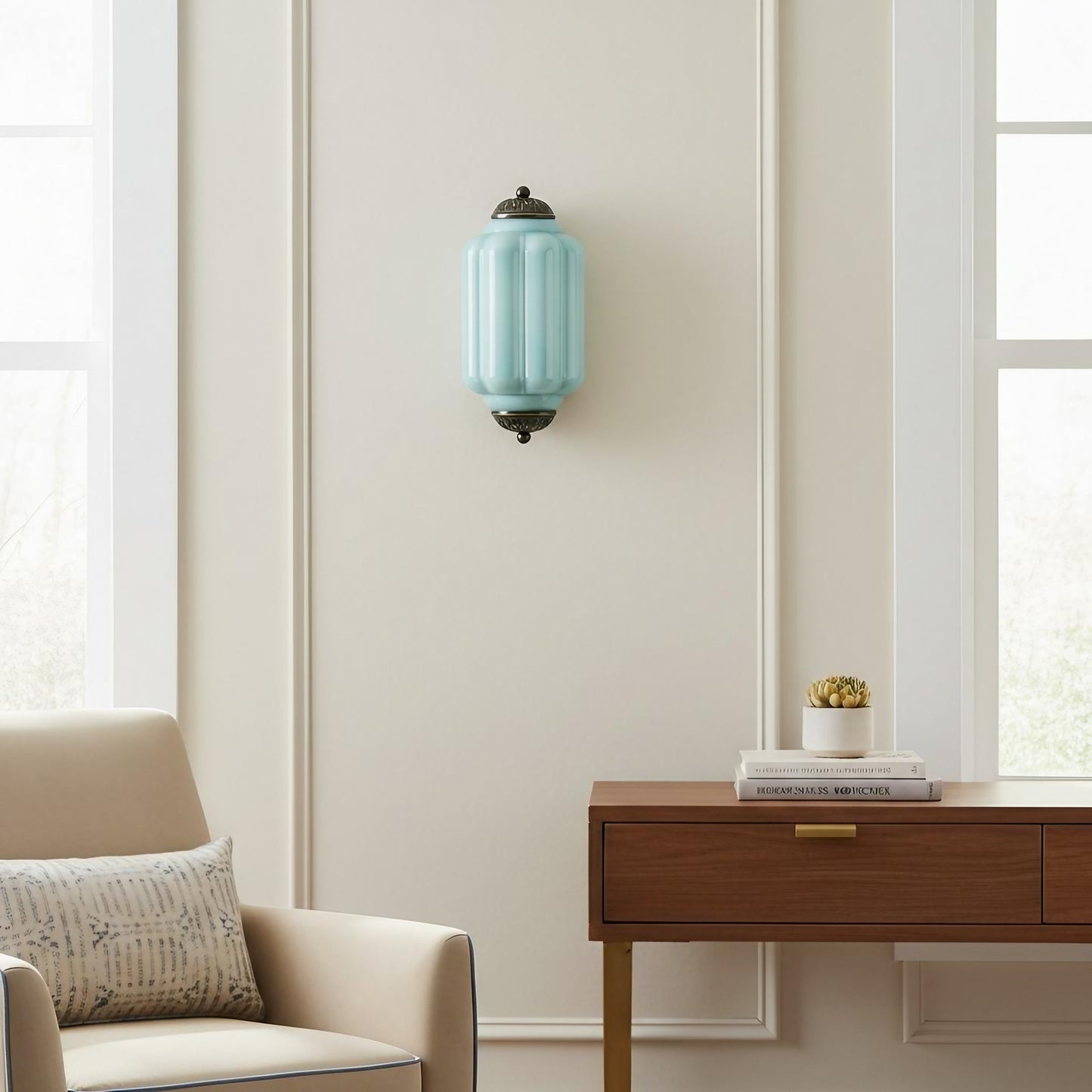 Eloise Flush Mount Wall Sconce - Retro Milk Glass Sconce