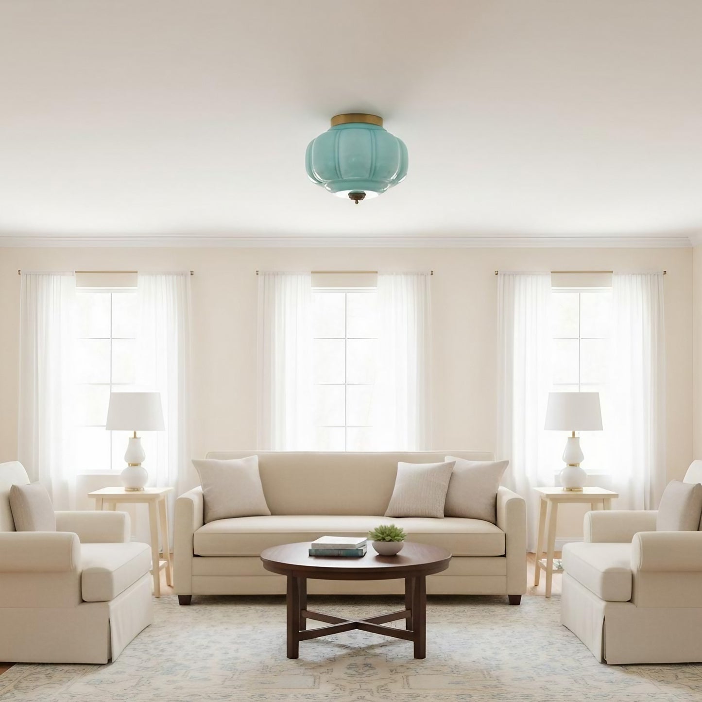 Eloise Milk Glass Ceiling Light - Vintage Flush Mount Ceiling Light