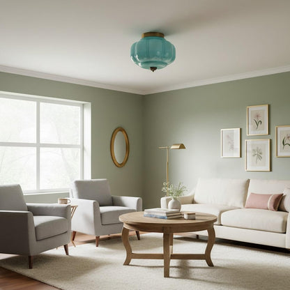 Eloise Milk Glass Ceiling Light - Vintage Flush Mount Ceiling Light